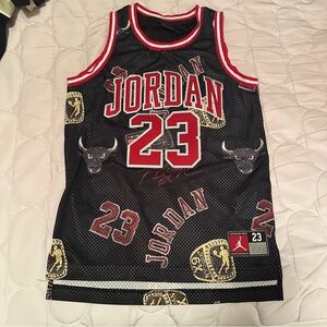 Jordan Black and Red Graphic Jersey Boys